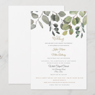 Moderne Eukalyptus Foliage Website Wedding White Einladung