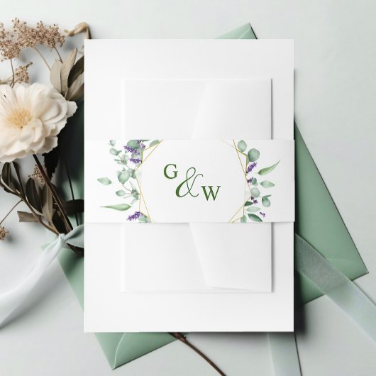 Moderne Eukalyptus Geometric Frame Wedding Einladungsbanderole