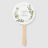 Moderne Eukalyptus Geometric Frame Wedding Fächer (Rückseite)