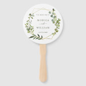 Moderne Eukalyptus Geometric Frame Wedding Fächer (Vorderseite)