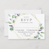 Moderne Eukalyptus Geometric Frame Wedding RSVP Karte (Vorderseite)