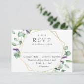 Moderne Eukalyptus Geometric Frame Wedding RSVP Karte (Stehend Vorderseite)