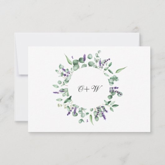Moderne Eukalyptus Geometric Frame Wedding RSVP Karte (Rückseite)