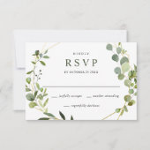 Moderne Eukalyptus Geometric Frame Wedding RSVP Karte (Vorderseite)