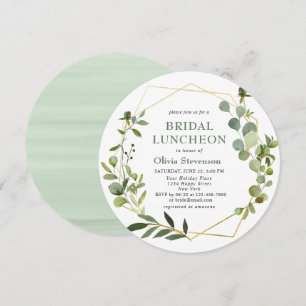 Moderne Eukalyptus-Geometrie-Rahmen BRIDAL LUNCHEO Einladung