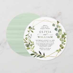Moderne Eukalyptus-Geometrie-Rahmen-PAAR-DUSCHE Einladung
