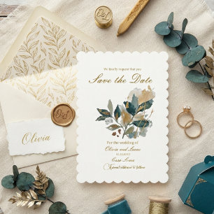 Moderne Eukalyptus-Goldfolie Botanische Wasserfarb Save The Date