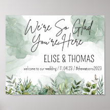 Moderne Eukalyptus Green Foliage Hochzeit Begrüßun