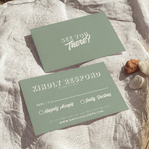 Moderne Eukalyptus Green Retro Fun Bold Wedding RSVP Karte