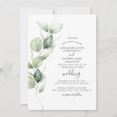 Moderne Eukalyptus Greenerage Foliage Wedding Einladung (Vorderseite)