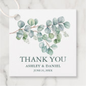 Moderne Eukalyptus Greenery Danke für Ihre Hochzei Geschenkanhänger (Vorderseite)