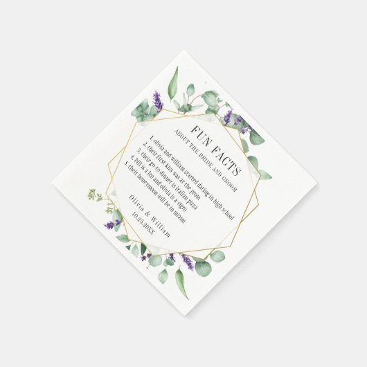 Moderne Eukalyptus Greenery Fun Fakten Hochzeit Serviette (Ecke)