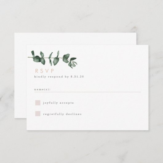 Moderne Eukalyptus Greenery RSVP Card (Vorne/Hinten)