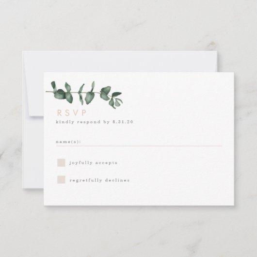Moderne Eukalyptus Greenery RSVP Card Karte (Vorderseite)