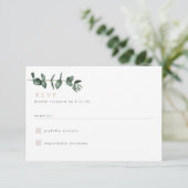 Moderne Eukalyptus Greenery RSVP Card Karte (Stehend Vorderseite)