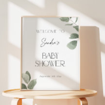 Moderne Eukalyptus-Grün-Babyparty-Willkommen