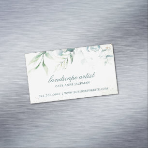 Moderne Eukalyptus-Grün Elegant Magnetische Visitenkarte