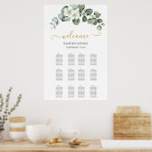moderne Eukalyptus-Grün-Hochzeits-Sitzplan Poster (Küche)