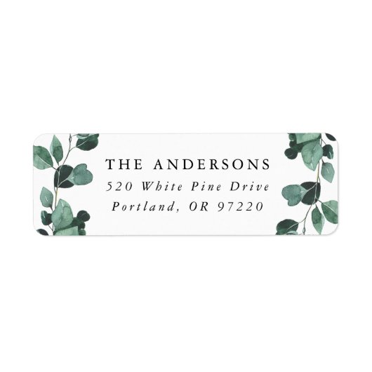 Moderne Eukalyptus Grüne Rücksendeadresse (Vorne)