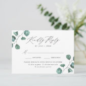 Moderne Eukalyptus Grüne Speisekarte RSVP Karte (Stehend Vorderseite)