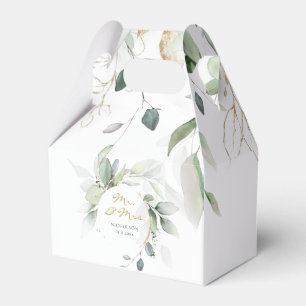 Moderne Eukalyptus-Grünpflanzen Gold Mr. & Mrs.  Geschenkschachtel