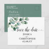 Moderne Eukalyptus-Grünzeug-Hochzeit Ankündigungspostkarte (Vorne/Hinten)