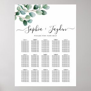 Moderne Eukalyptus-Grünzeug-Hochzeit Poster