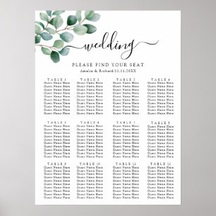 Moderne Eukalyptus-Grünzeug-Hochzeit Poster