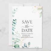 moderne Eukalyptus-Grünzeug-Hochzeit Save The Date (Vorderseite)