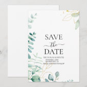 moderne Eukalyptus-Grünzeug-Hochzeit Save The Date (Vorne/Hinten)