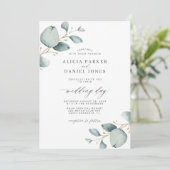 Moderne Eukalyptus-Hochzeit Einladung (Stehend Vorderseite)