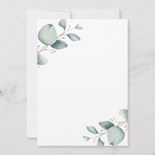 Moderne Eukalyptus-Hochzeit Einladung (Rückseite)