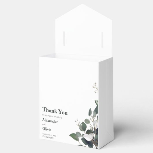 Moderne Eukalyptus-Hochzeit Geschenkschachtel (Geöffnet)