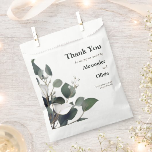 Moderne Eukalyptus-Hochzeit Geschenktütchen (Ausgeschnitten)