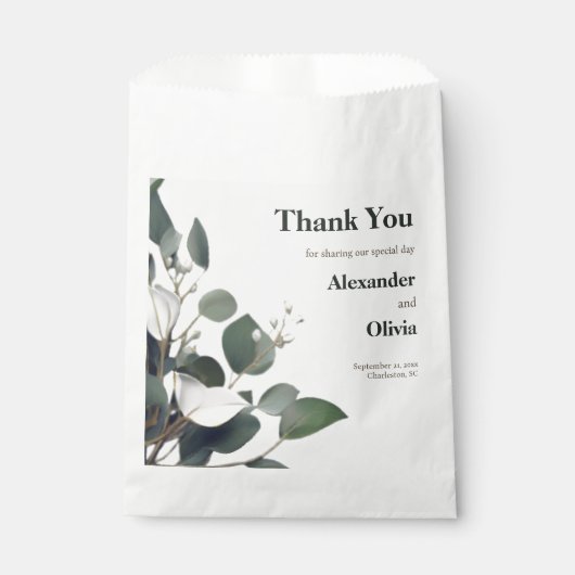 Moderne Eukalyptus-Hochzeit Geschenktütchen (Vorderseite)