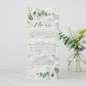 Moderne Eukalyptus-Hochzeit mit weißem Holz Menükarte (Stehend Vorderseite)