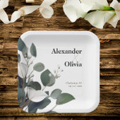 Moderne Eukalyptus-Hochzeit Pappteller