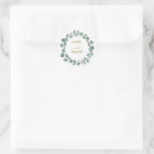 Moderne Eukalyptus-Hochzeit Runder Aufkleber (Tasche)