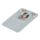 Moderne Eukalyptus-Hochzeit Save the Date Foto Magnet (Linke Seite)