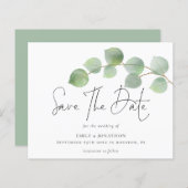 Moderne Eukalyptus-Hochzeit spart das Datum (Vorne/Hinten)