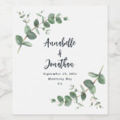 Moderne Eukalyptus-Hochzeit Weinetikett (Einzelnes Label)