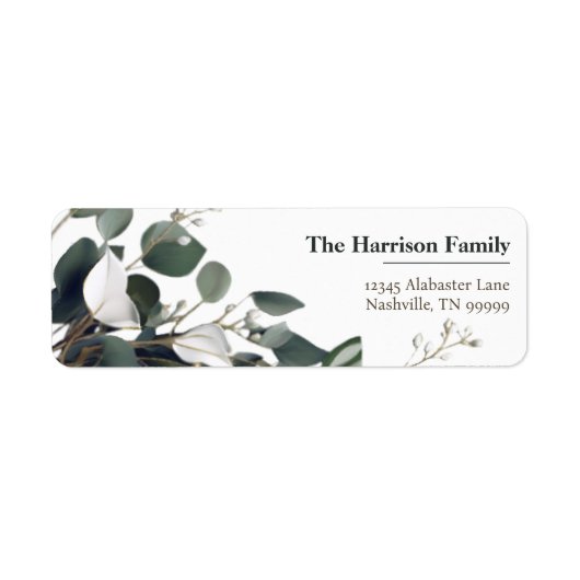 Moderne Eukalyptus-Hochzeitadresse (Vorne)