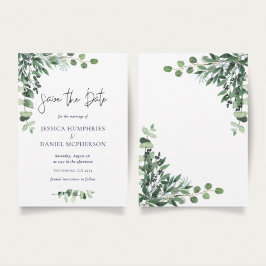 Moderne Eukalyptus Hochzeitflaeche Save the Date