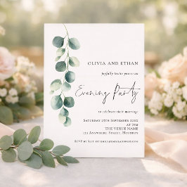 Moderne Eukalyptus-Hochzeitsabendparty-Einladung Einladung