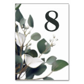 Moderne Eukalyptus-Hochzeitsempfehlung Tischnummer (Vorderseite)