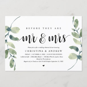 Moderne Eukalyptus, Hochzeitsprobe-Dinner Einladung