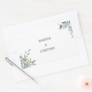 Moderne Eukalyptus-Hochzeitsumschlag-Siegel Rechteckiger Aufkleber