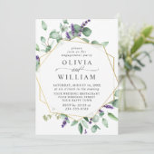 Moderne Eukalyptus Lavender ENGAGEMENT PARTEI Einladung (Stehend Vorderseite)