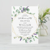 Moderne Eukalyptus Lavender Foliage FOTO Wedding Einladung (Stehend Vorderseite)