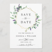 Moderne Eukalyptus Lavender Foliage FOTO Wedding Save The Date (Vorderseite)